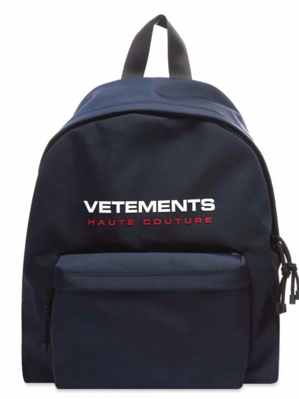 BNWT Vetements Navy and Red 'Haute Couture' Logo Backpack